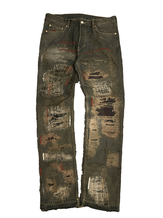 10F1 repaired mud wash jeans (34x31)