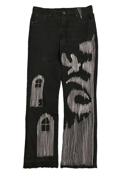 Black and white stitched jeans(33x30)