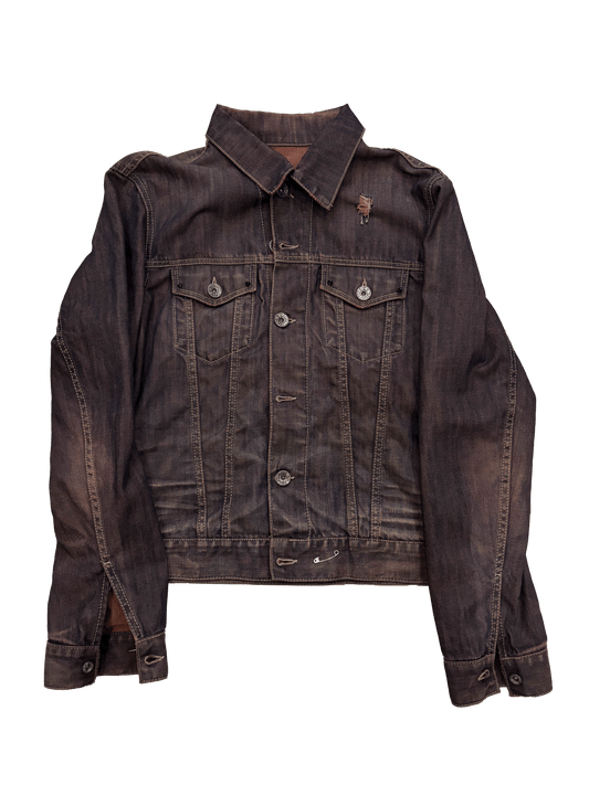 vampire pierced jean jacket ( size - L)