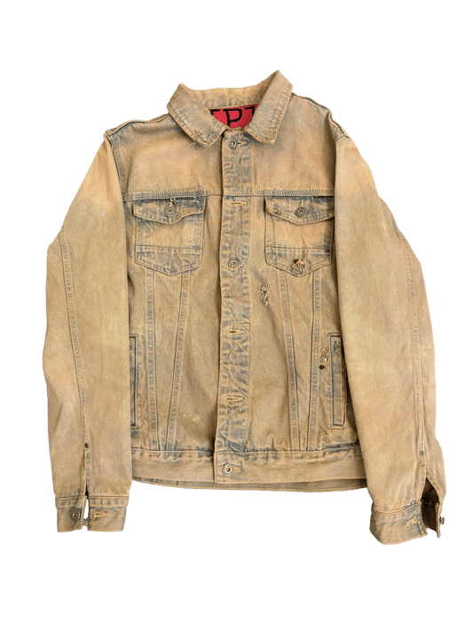 Mud wash pierced jean jacket (size - L)