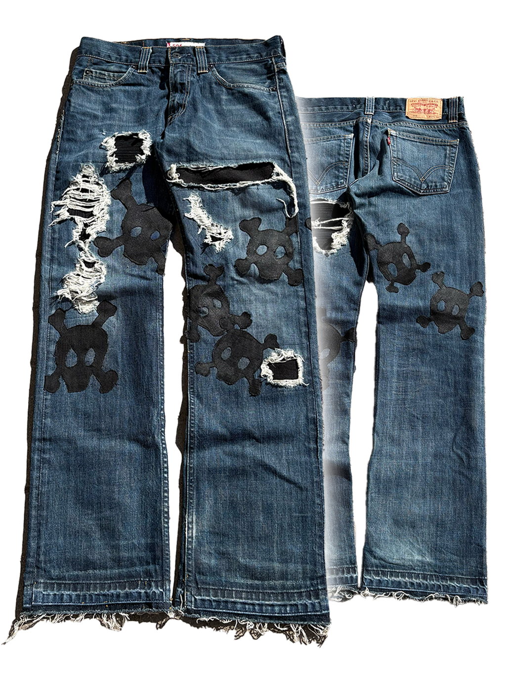 Pureliism™ distressed  skull denim
